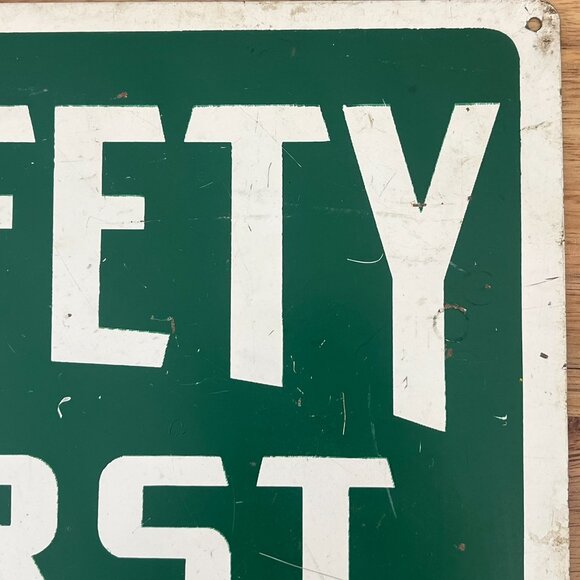 Vtg Safety First Tin Metal Sign Industrial Work Advertising Ready Made Sign Co - Picture 5 of 8